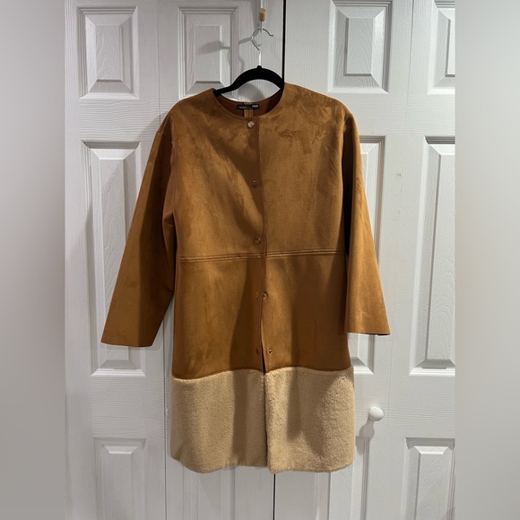 Zara Jackets & Blazers - Zara Tan and Cream Teddy Jacket
